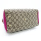 GUCCI Mini Boston Bag GG Supreme Pink Red Beige Handbag 2-Way PVC 7-12-299