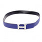 HERMES H Belt, Leather, Men's, Blue x Black, Size 95, Reversible