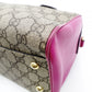 GUCCI Mini Boston Bag GG Supreme Pink Red Beige Handbag 2-Way PVC 7-12-299
