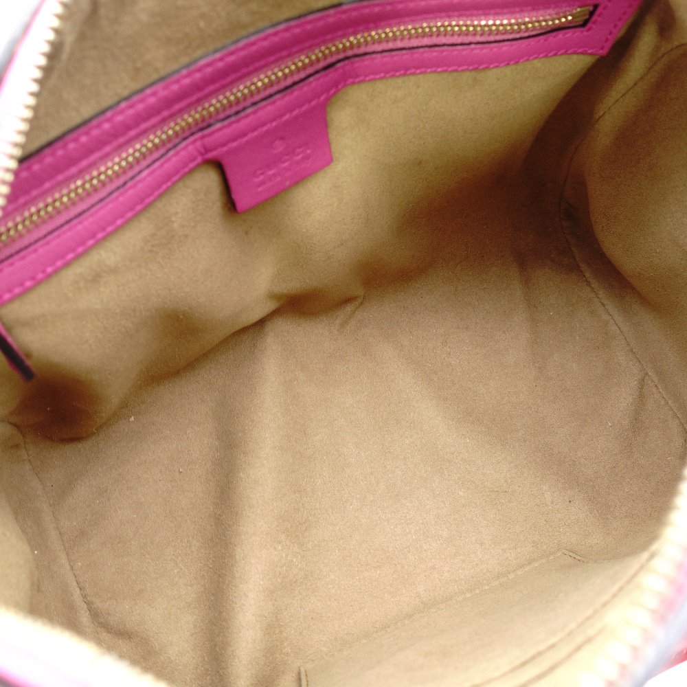 GUCCI Mini Boston Bag GG Supreme Pink Red Beige Handbag 2-Way PVC 7-12-299