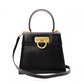 Salvatore Ferragamo Gancini Handbag, 2-Way, Leather, Black, Women's