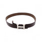 HERMES H Belt, Leather, Brown, Reversible, Size 85, Silver Hardware
