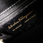 Salvatore Ferragamo Gancini Handbag, 2-Way, Leather, Black, Women's