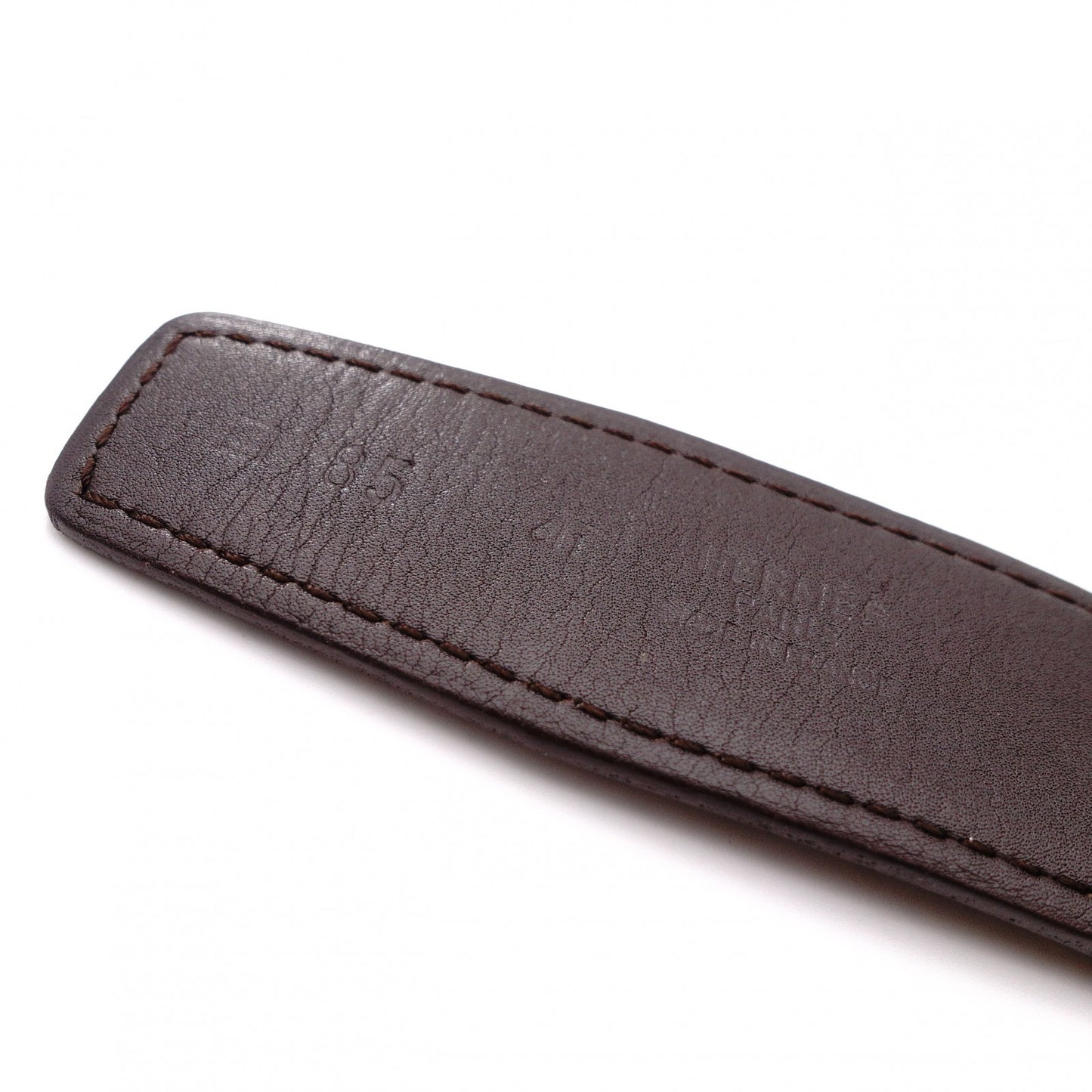 HERMES H Belt, Leather, Brown, Reversible, Size 85, Silver Hardware