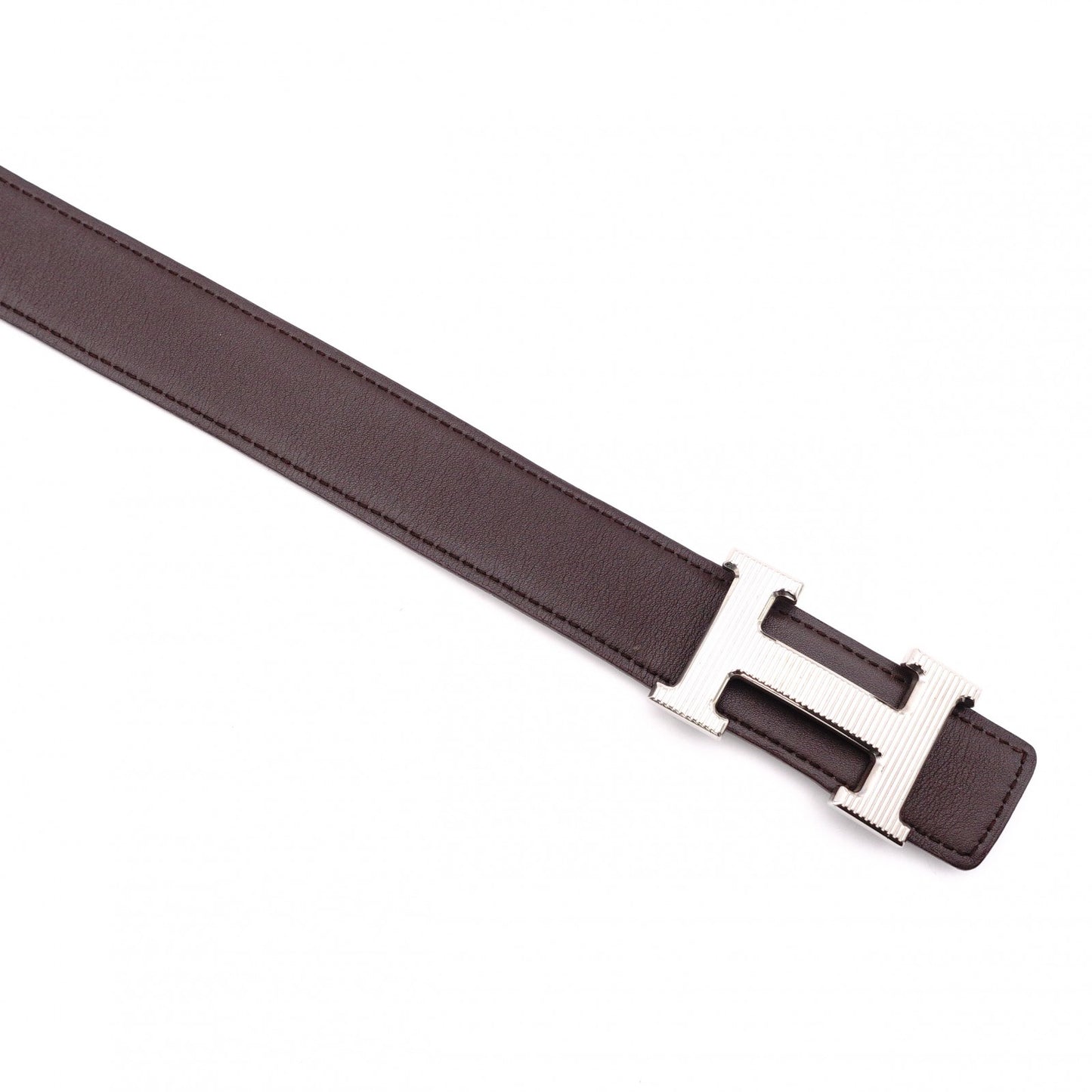 HERMES H Belt, Leather, Brown, Reversible, Size 85, Silver Hardware