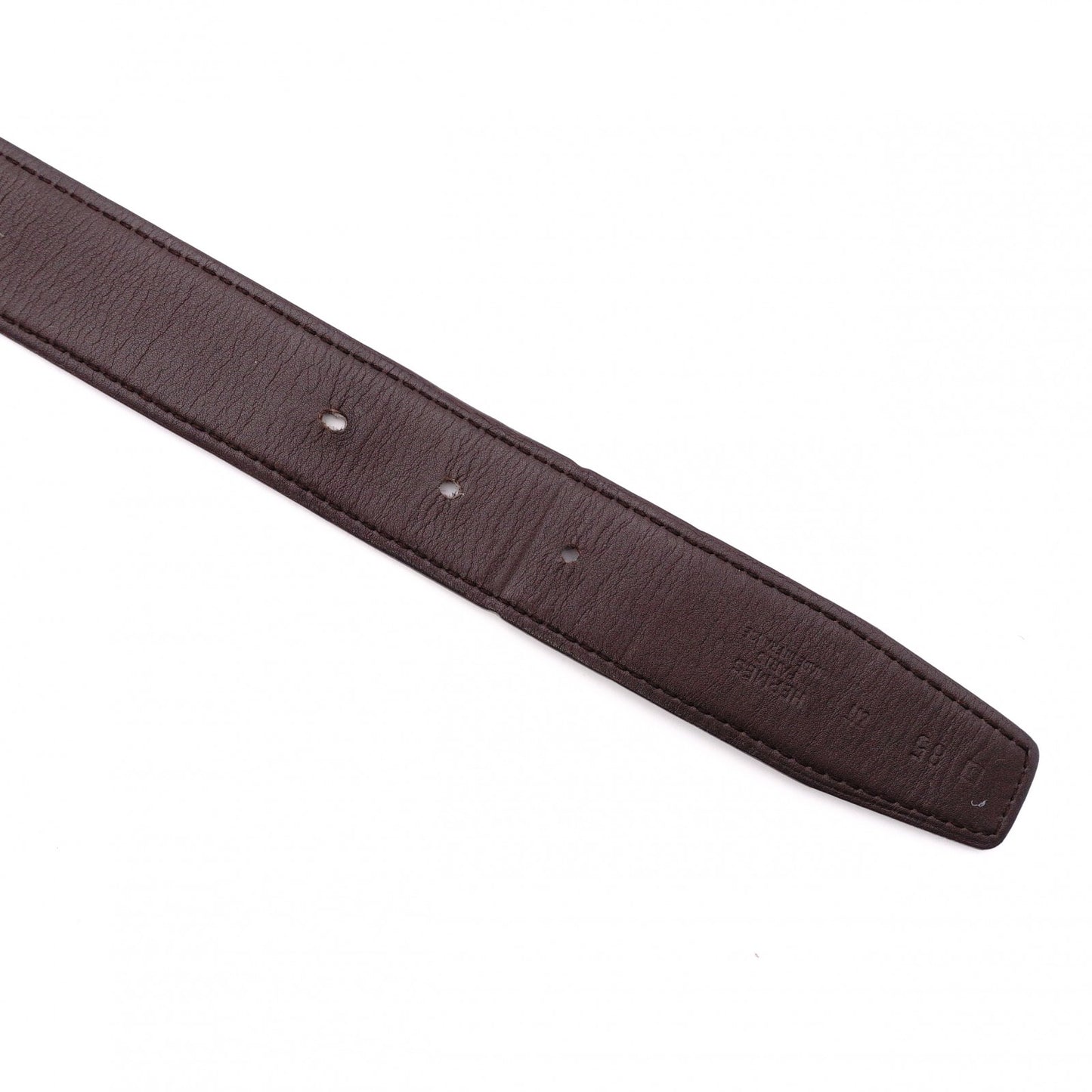 HERMES H Belt, Leather, Brown, Reversible, Size 85, Silver Hardware