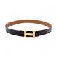 HERMES H Belt, Leather, Black/Brown, Reversible, Gold Hardware, Size 90