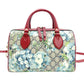 GUCCI Floral Mini Boston Bag GG Supreme Red Beige Handbag 2-Way PVC 7-11-846