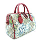 GUCCI Floral Mini Boston Bag GG Supreme Red Beige Handbag 2-Way PVC 7-11-846