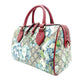 GUCCI Floral Mini Boston Bag GG Supreme Red Beige Handbag 2-Way PVC 7-11-846