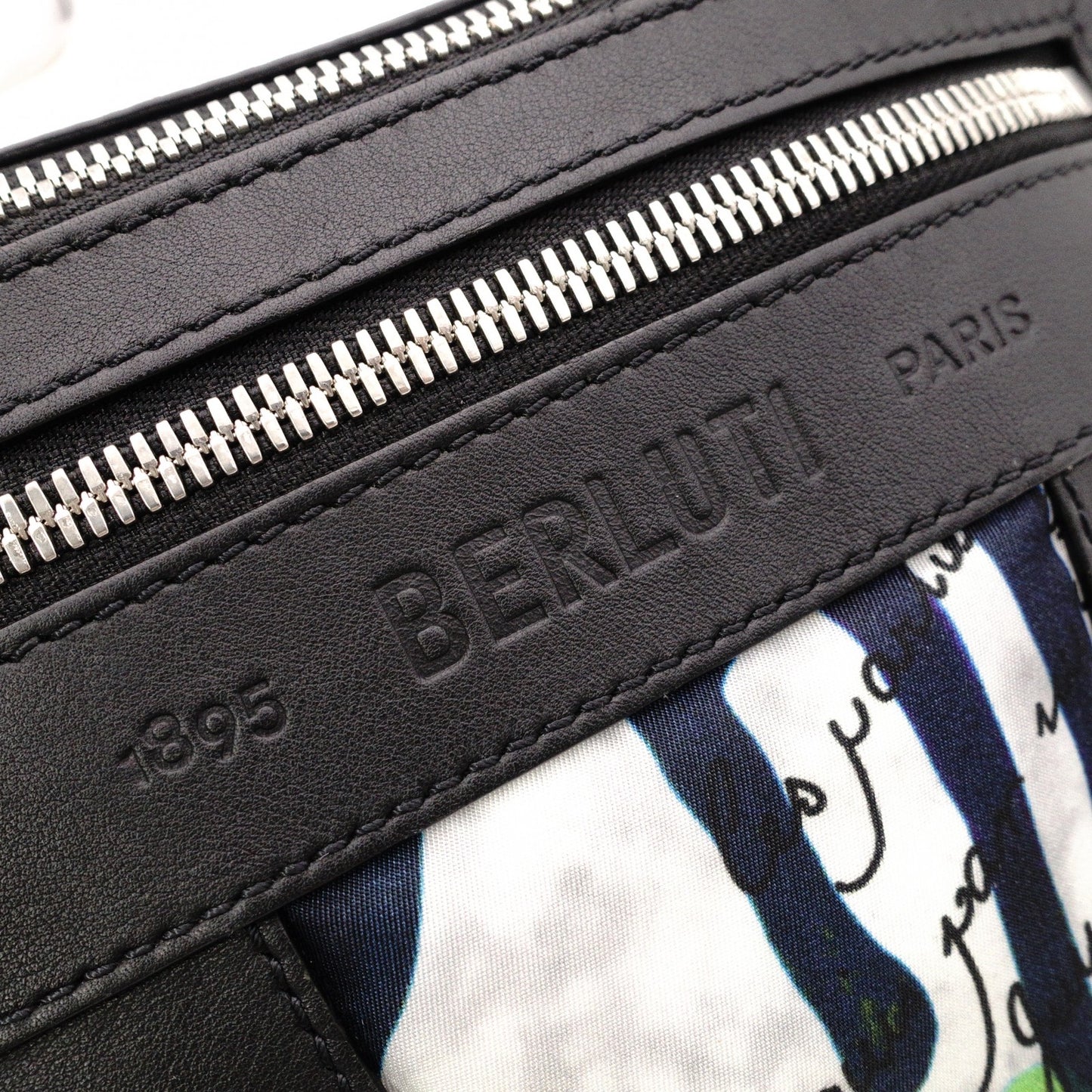 Berluti Body Bag, Nylon/Leather Waist Bag, Black/Multicolor, Men's