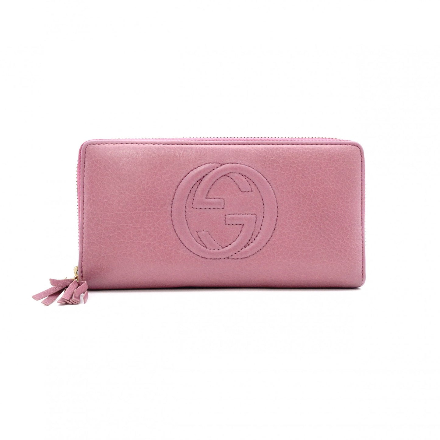 GUCCI Soho Long Wallet, Leather, Pink, Fringe, Tassel