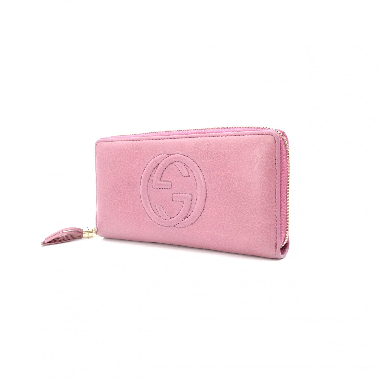 GUCCI Soho Long Wallet, Leather, Pink, Fringe, Tassel