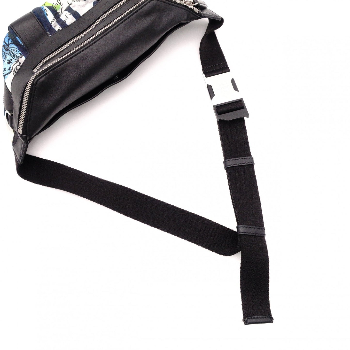 Berluti Body Bag, Nylon/Leather Waist Bag, Black/Multicolor, Men's