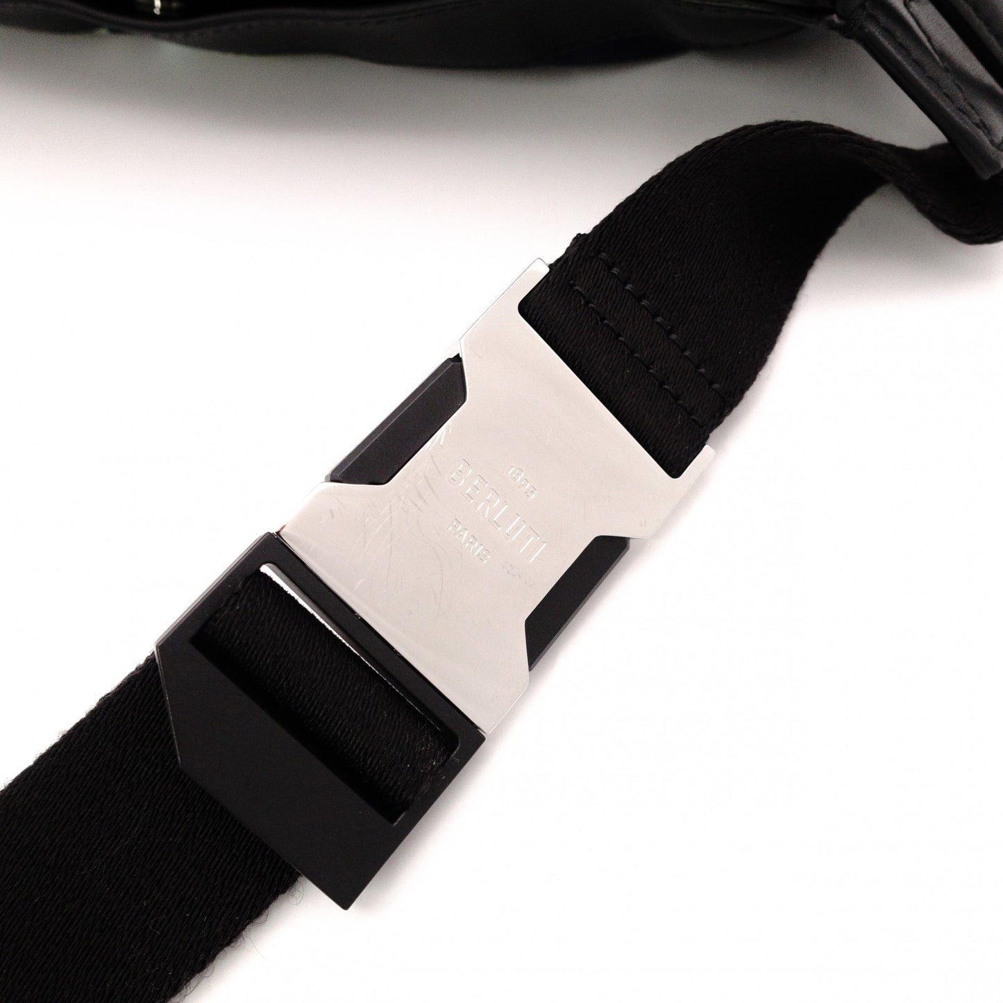 Berluti Body Bag, Nylon/Leather Waist Bag, Black/Multicolor, Men's