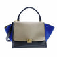 Céline Trapeze Handbag Brown × Black × Blue 2-Way Suede Leather Shoulder 7-12-372