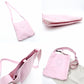 HERMES Crocelle Shoulder Bag Pink Leather Crossbody Leather Logo 7-11-492