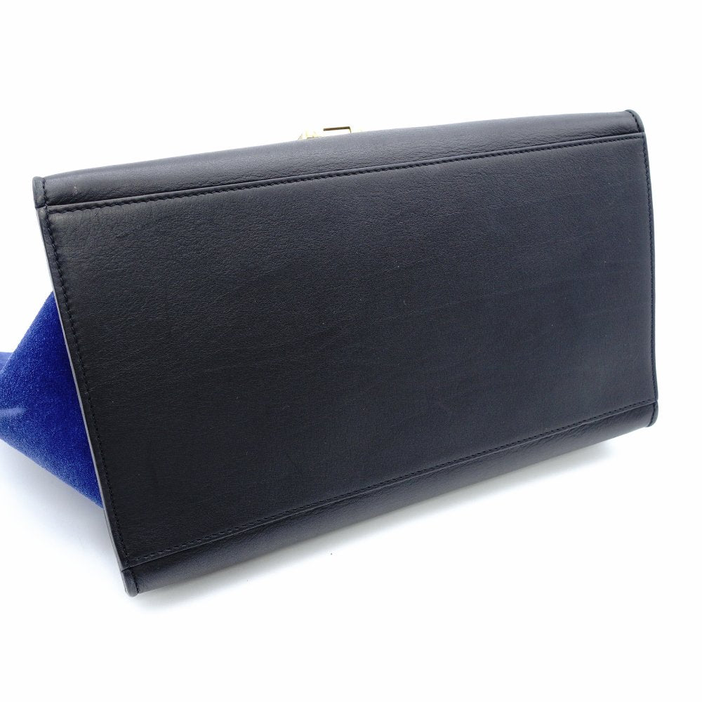 Céline Trapeze Handbag Brown × Black × Blue 2-Way Suede Leather Shoulder 7-12-372