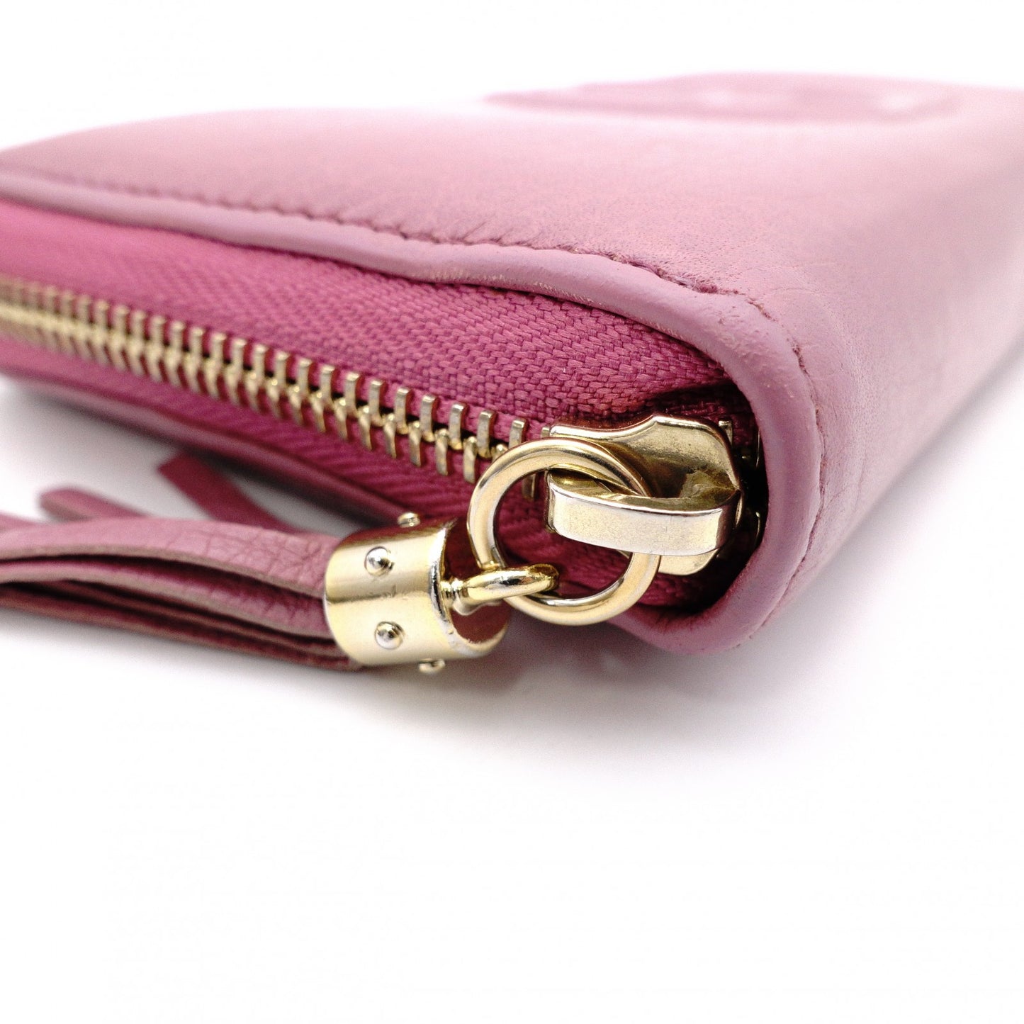 GUCCI Soho Long Wallet, Leather, Pink, Fringe, Tassel