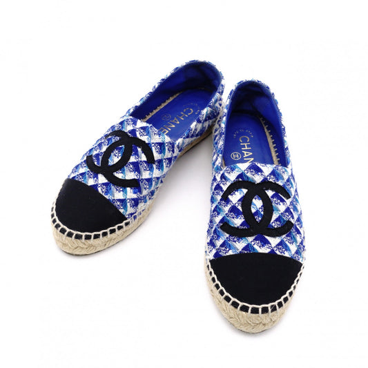 CHANEL Espadrille Slip-On, Tweed and Nylon, Blue