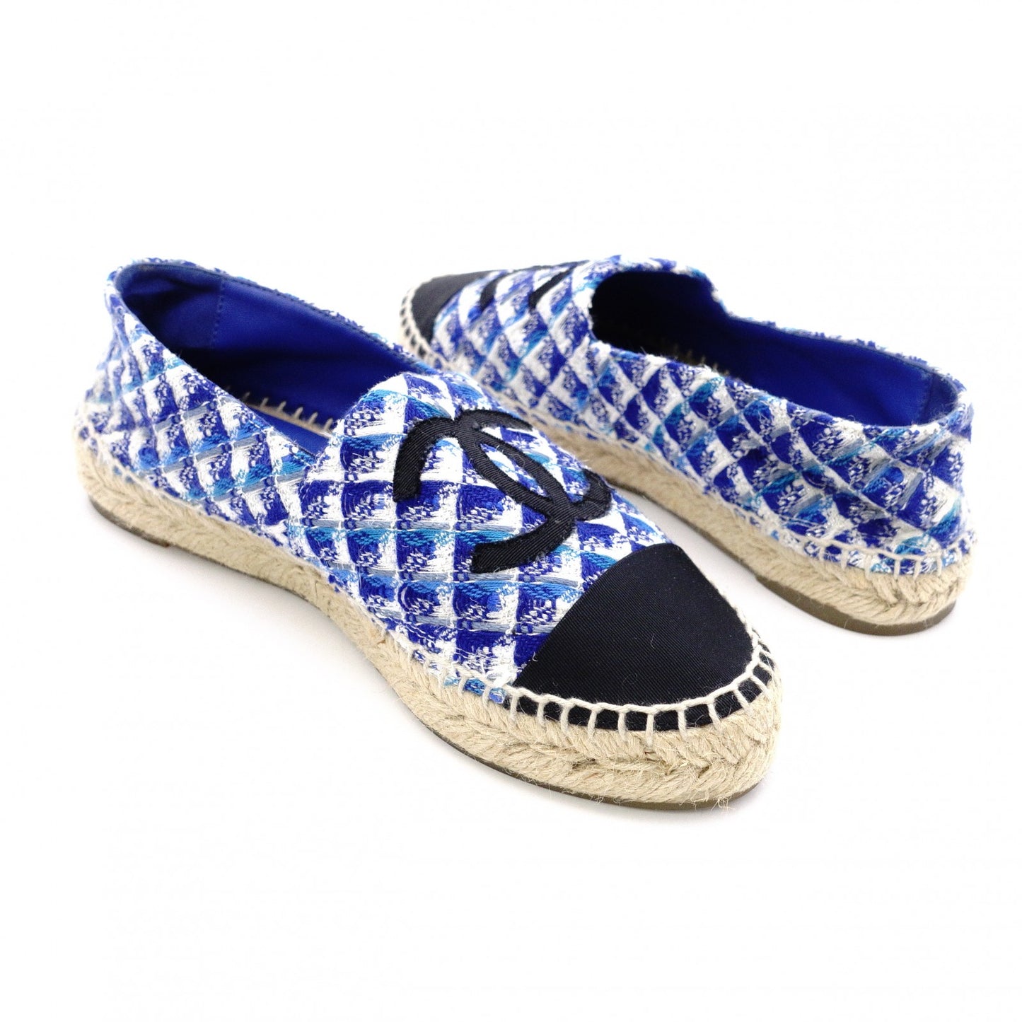 CHANEL Espadrille Slip-On, Tweed and Nylon, Blue