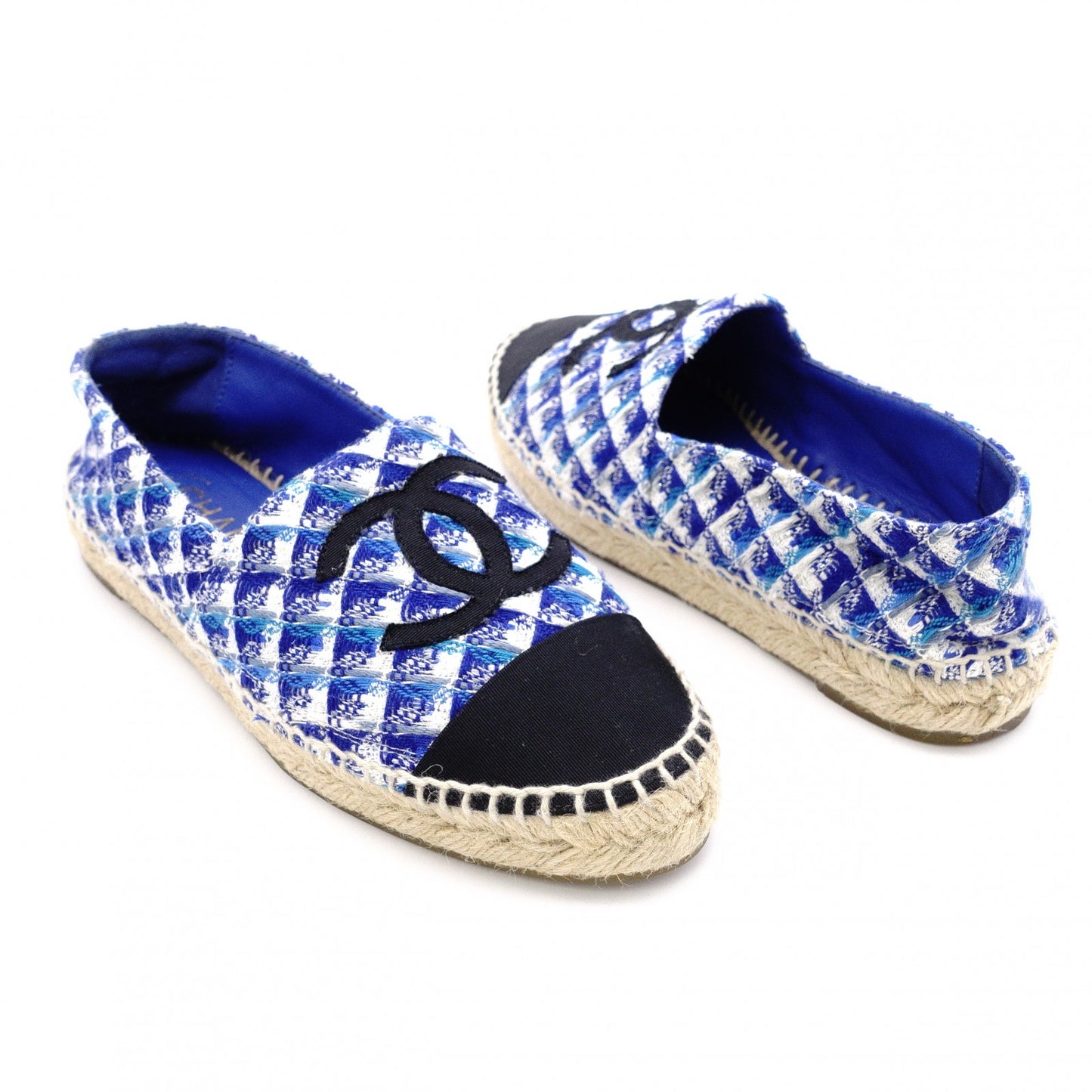 CHANEL Espadrille Slip-On, Tweed and Nylon, Blue