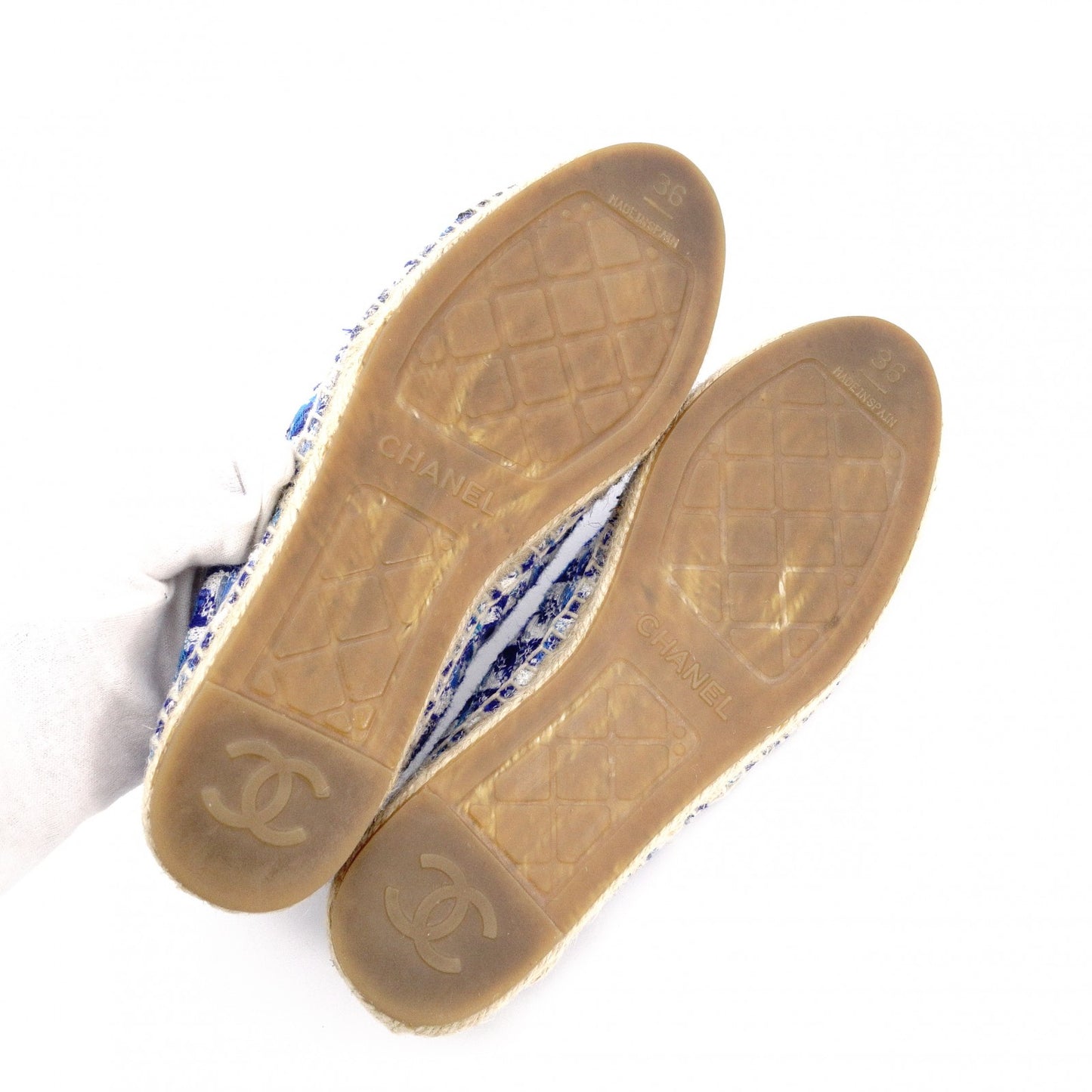 CHANEL Espadrille Slip-On, Tweed and Nylon, Blue