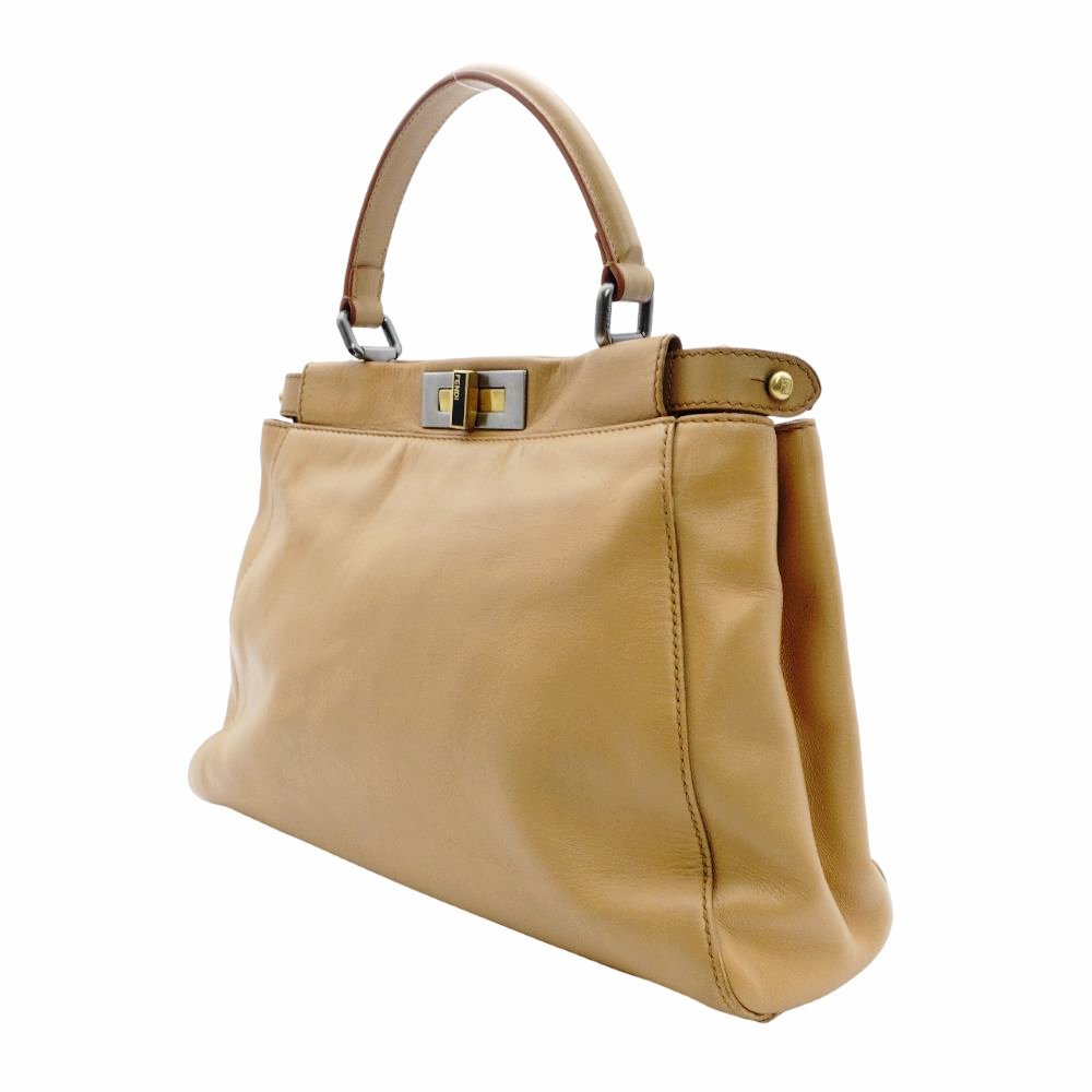 FENDI Peekaboo Handbag leather beige USED Women
