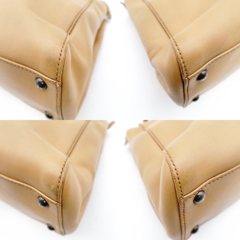 FENDI Peekaboo Handbag leather beige USED Women