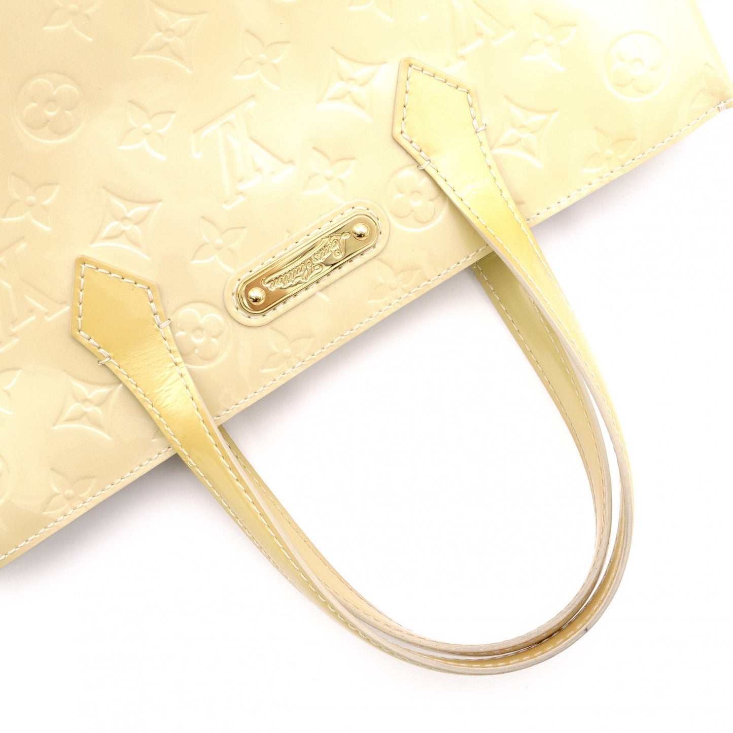 LOUIS VUITTON Wilshire PM Vernis Handbag, Patent Leather, Yellow