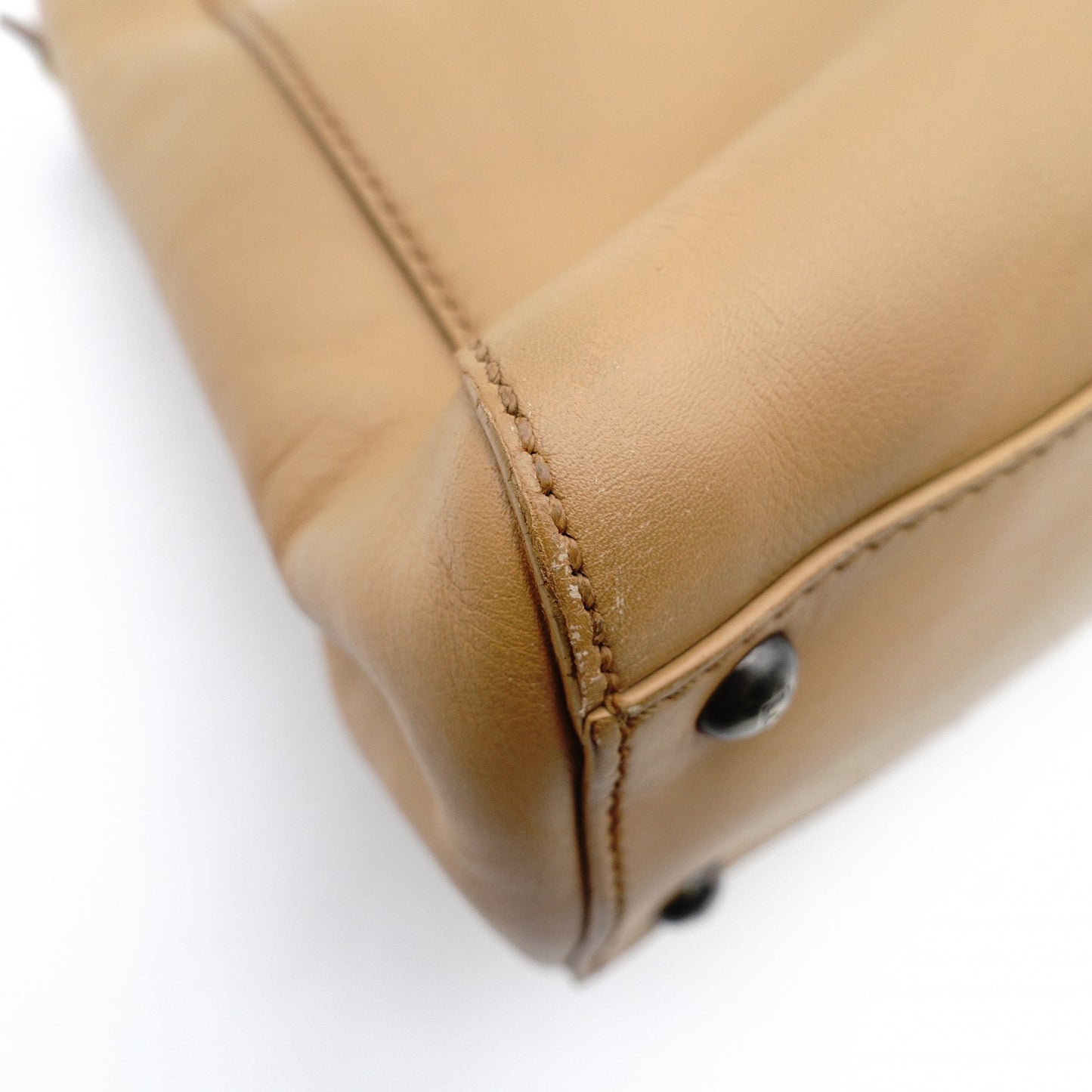 FENDI Peekaboo Handbag leather beige USED Women