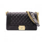 CHANEL Caviar Skin Boy Chanel Shoulder Bag, Leather, Black, Gold Hardware