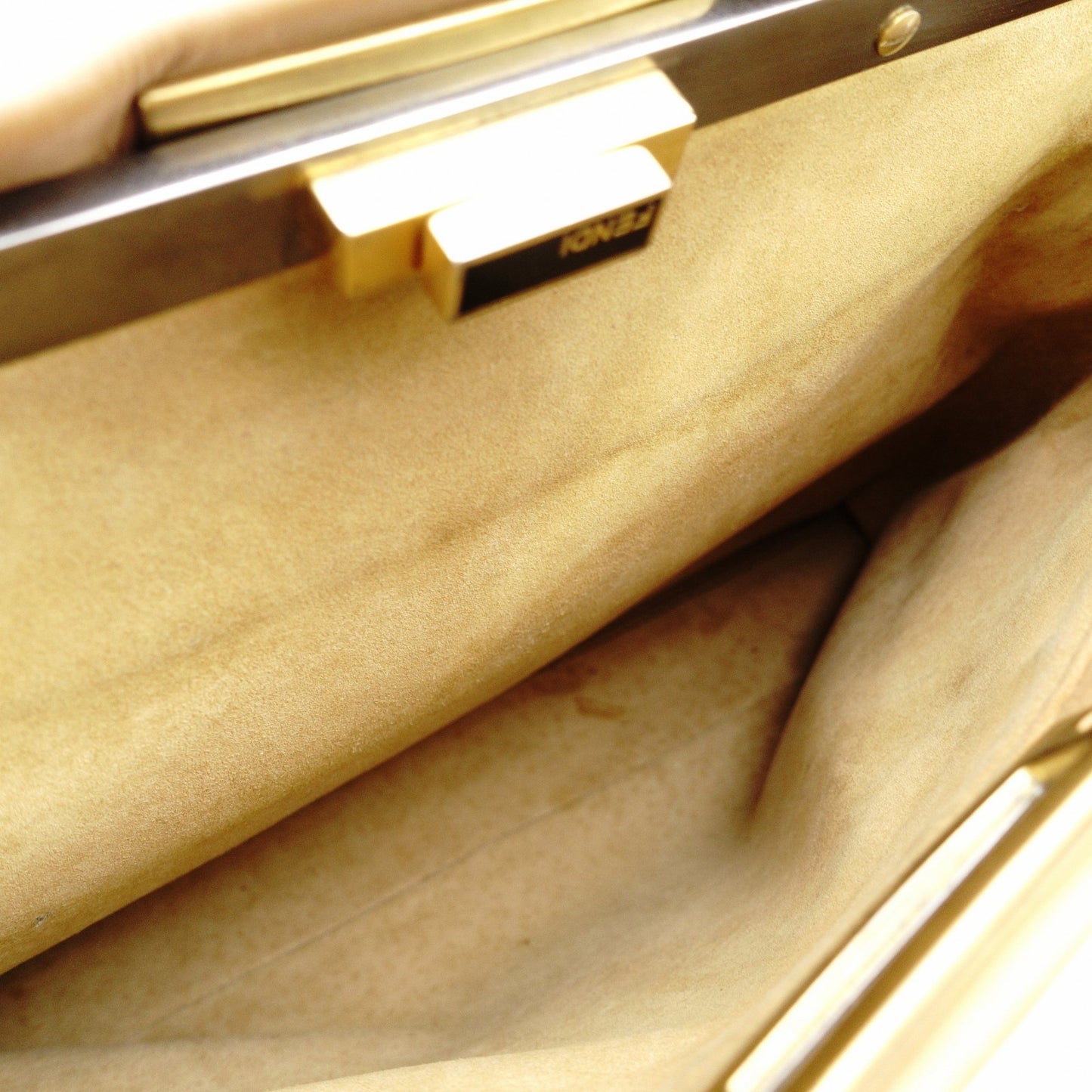 FENDI Peekaboo Handbag leather beige USED Women