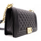 CHANEL Caviar Skin Boy Chanel Shoulder Bag, Leather, Black, Gold Hardware