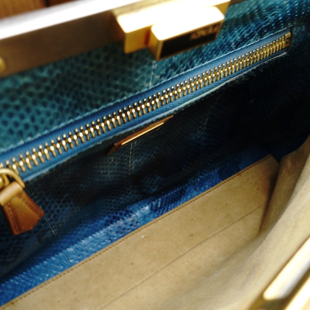 FENDI Peekaboo Handbag leather beige USED Women