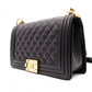 CHANEL Caviar Skin Boy Chanel Shoulder Bag, Leather, Black, Gold Hardware