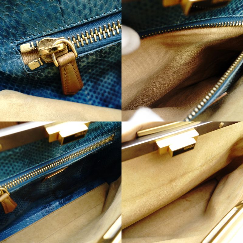 FENDI Peekaboo Handbag leather beige USED Women