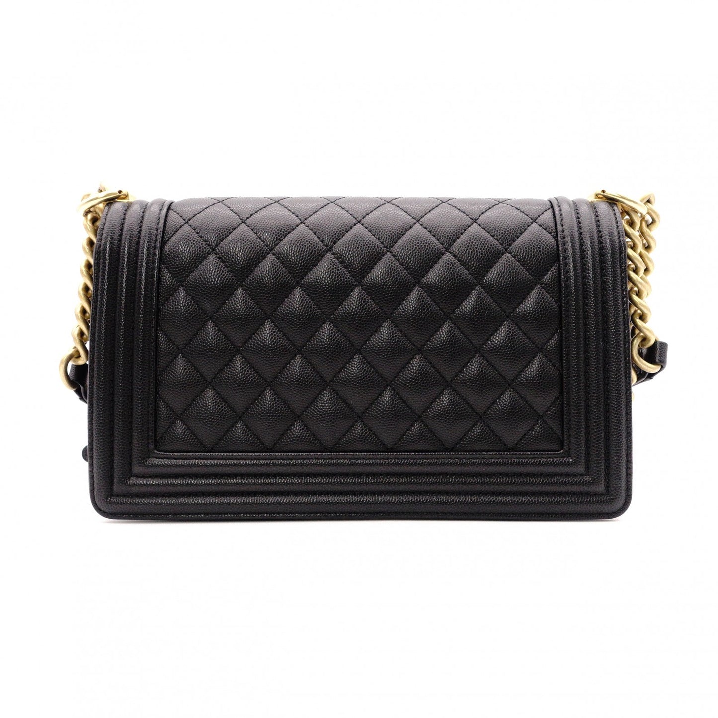 CHANEL Caviar Skin Boy Chanel Shoulder Bag, Leather, Black, Gold Hardware