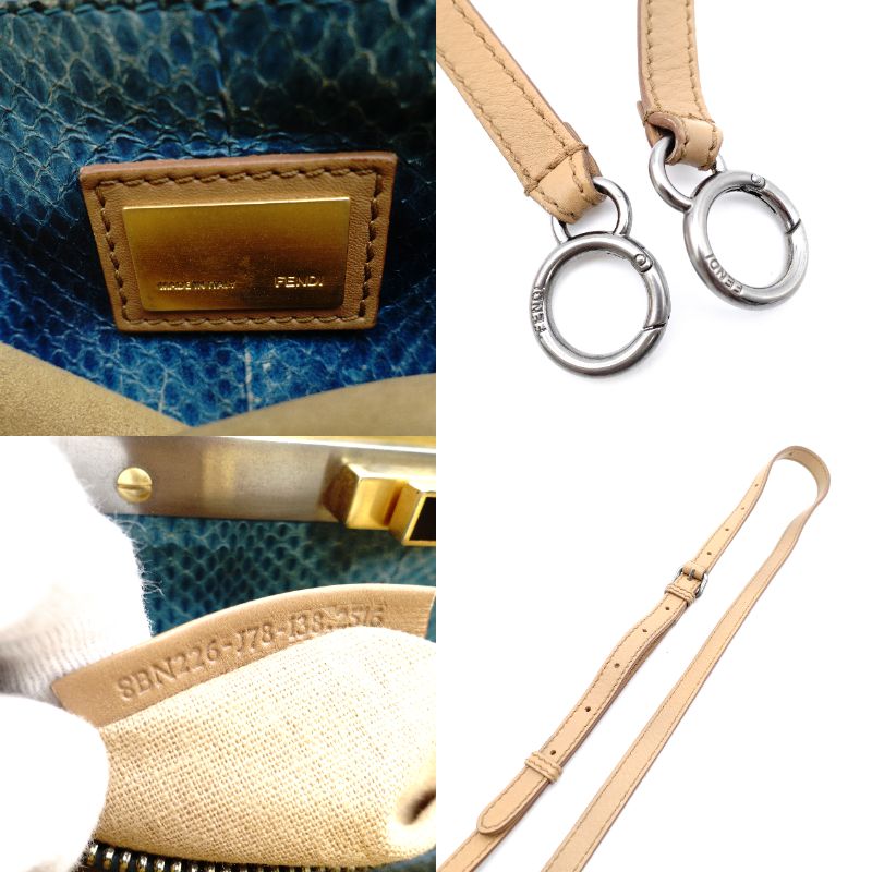 FENDI Peekaboo Handbag leather beige USED Women