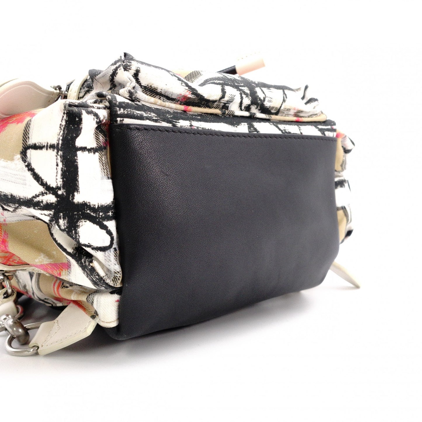 BURBERRY Graffiti Check Backpack, Cotton, Beige Check