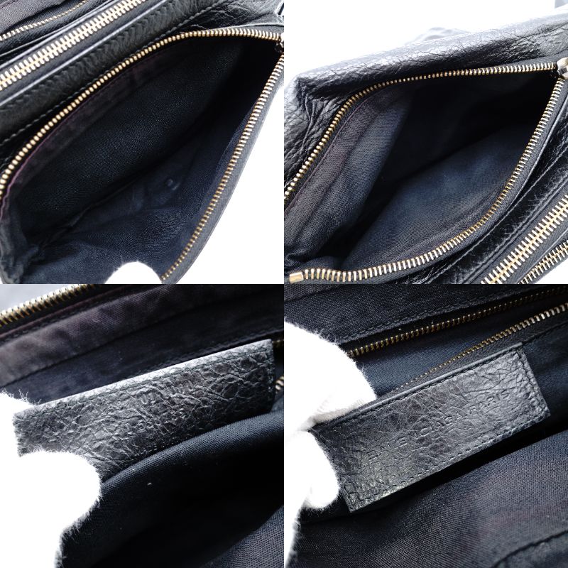 Balenciaga Classic Toolkit Leather Shoulder Bag Black with Mirror 7-11-609