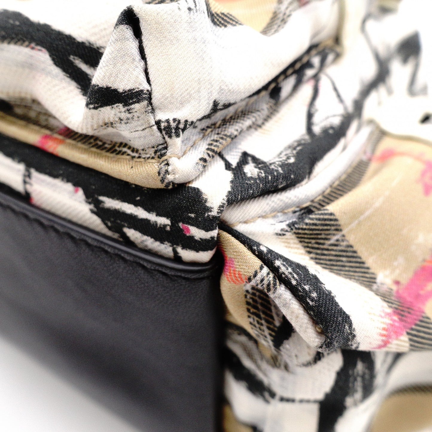 BURBERRY Graffiti Check Backpack, Cotton, Beige Check