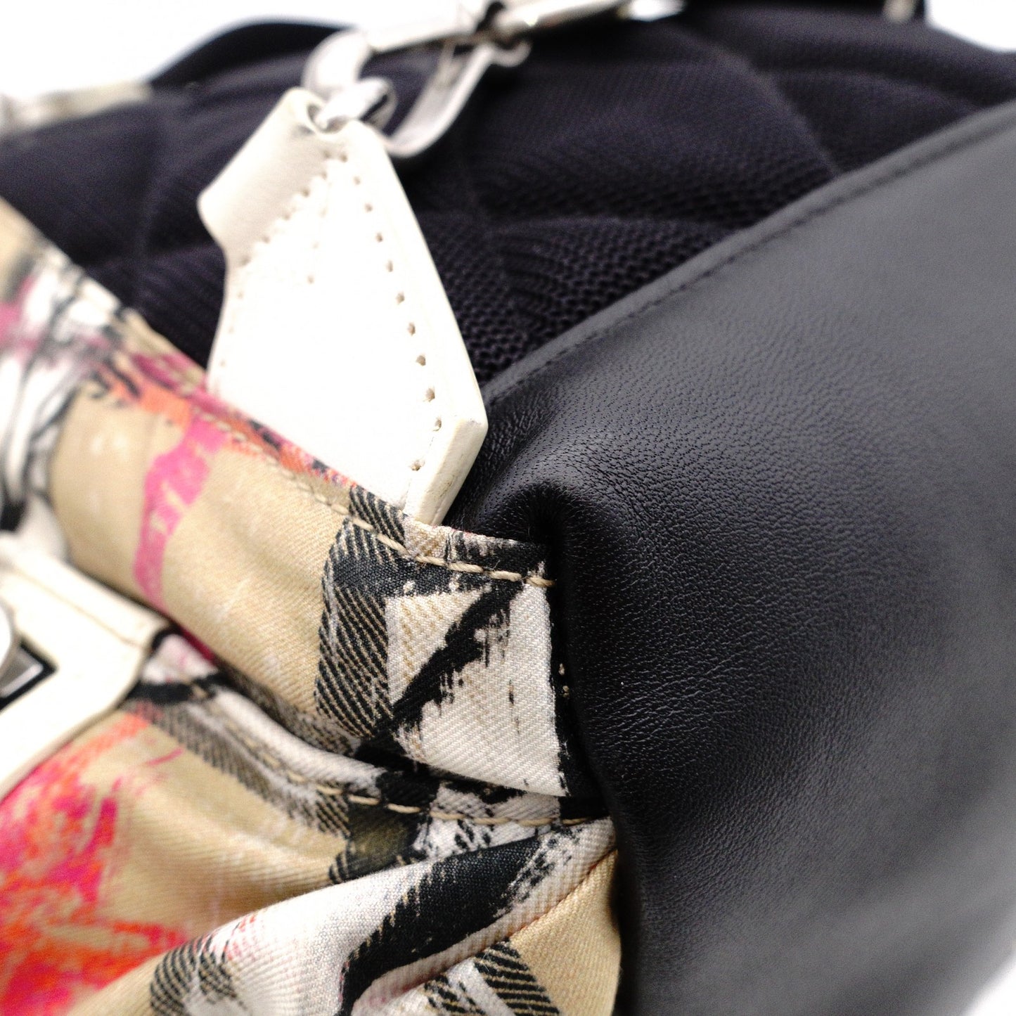 BURBERRY Graffiti Check Backpack, Cotton, Beige Check