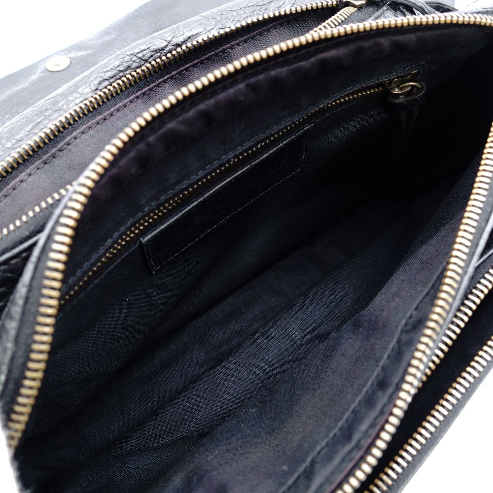 Balenciaga Classic Toolkit Leather Shoulder Bag Black with Mirror 7-11-609