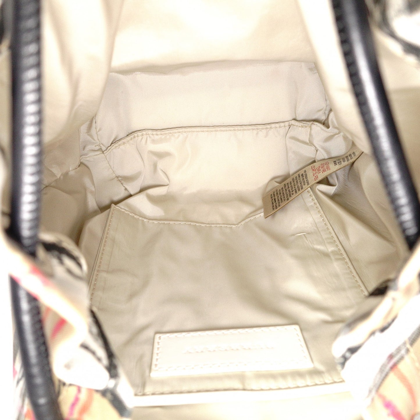 BURBERRY Graffiti Check Backpack, Cotton, Beige Check