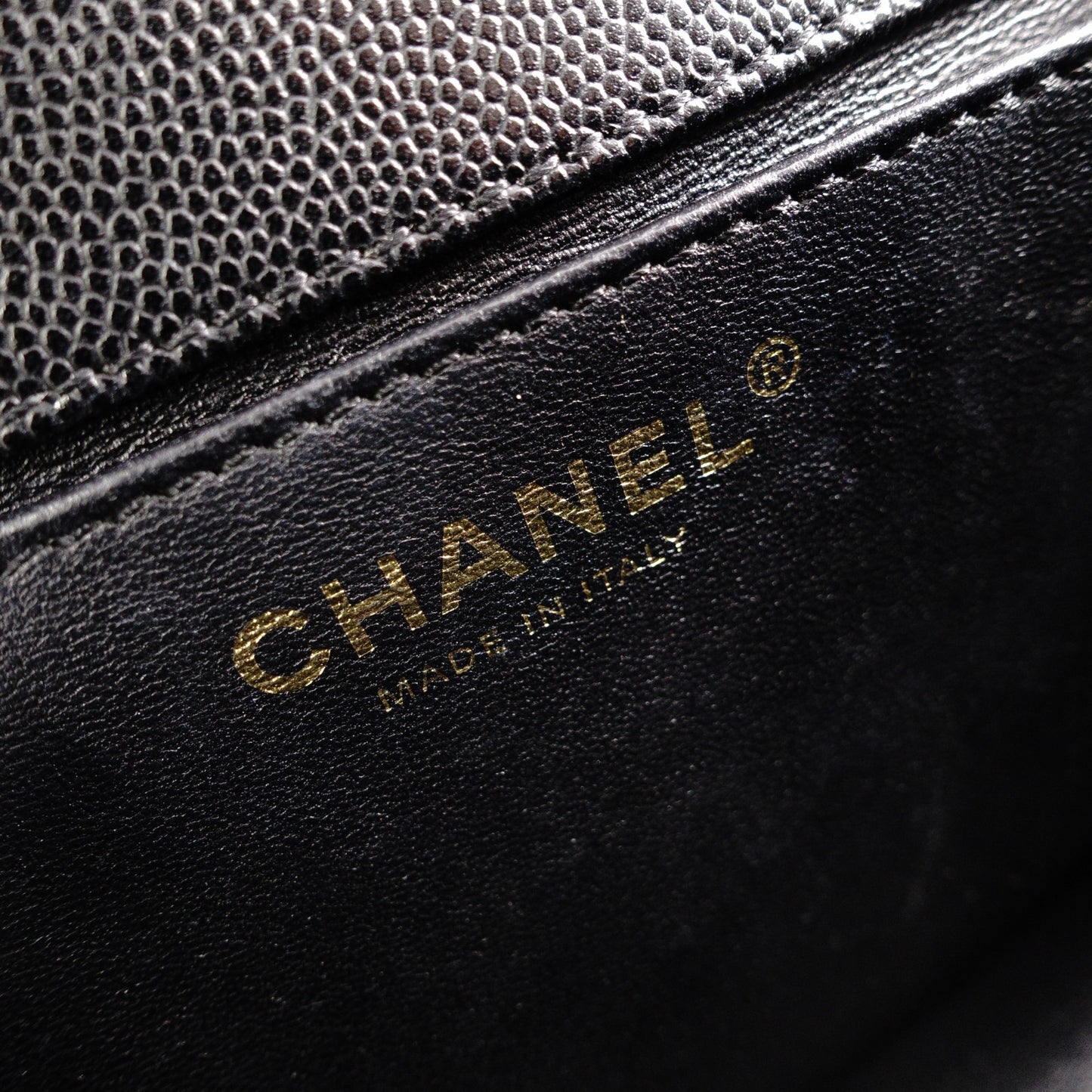 CHANEL Caviar Skin Boy Chanel Shoulder Bag, Leather, Black, Gold Hardware