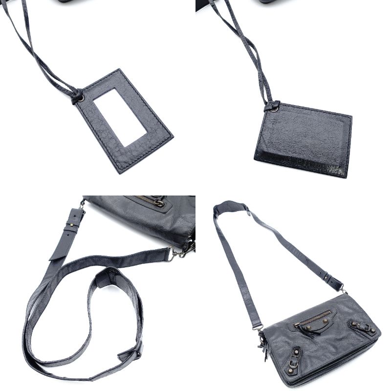 Balenciaga Classic Toolkit Leather Shoulder Bag Black with Mirror 7-11-609