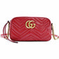 GUCCI GG Marmont Chain Shoulder Bag Leather Red Crossbody Red Gold Hardware 7-12-461