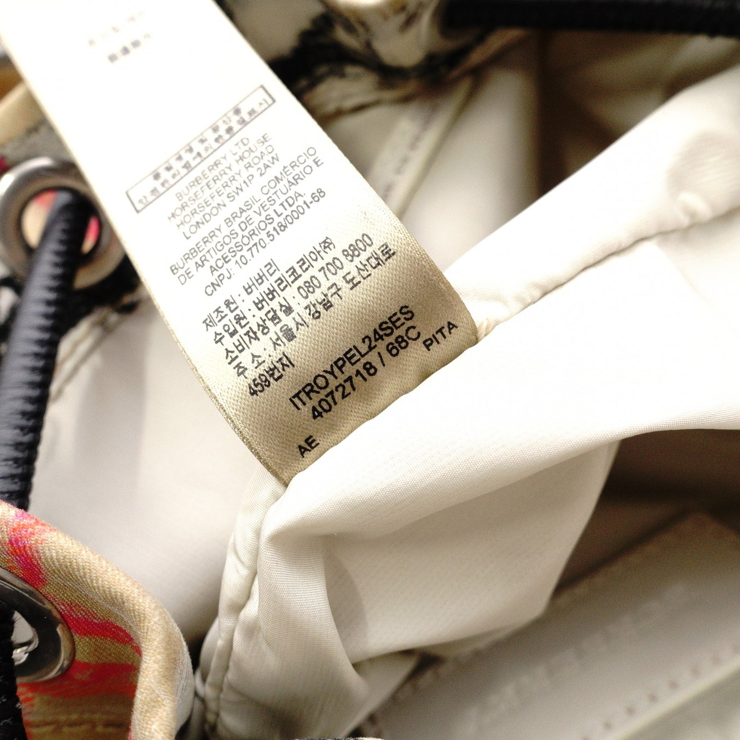 BURBERRY Graffiti Check Backpack, Cotton, Beige Check