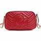 GUCCI GG Marmont Chain Shoulder Bag Leather Red Crossbody Red Gold Hardware 7-12-461